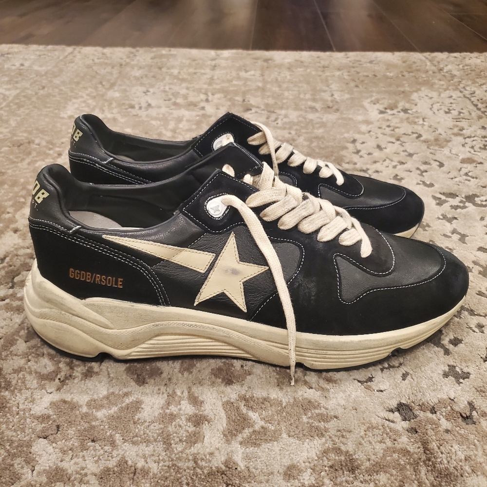 Golden Goose Running Sole in Black Nappa and Suede with White Star - Picture 7 of 11